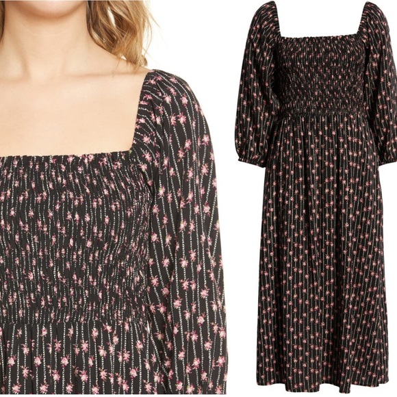 WAYF nevaeh smocked midi dress - Picture 4 of 7